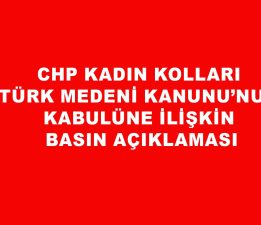 CHP Kadın Kolları Türk Medeni Kanunu’nun Kabulüne İlişkin Basın Açıklaması